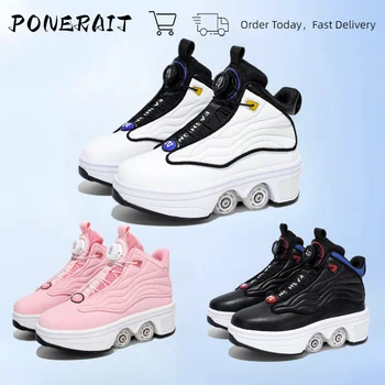 남녀공용 바퀴 2 개 달린 어린이 롤러 스케이트, 바퀴 달린 분리형 스포츠 신발, 캐주얼 스포츠 스타일