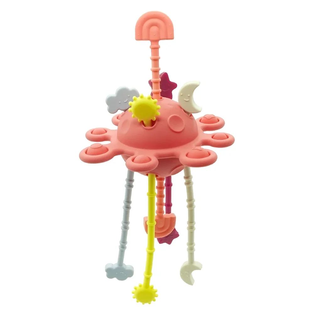 Baby Teething Toy Sensory String Teether Silicone Baby Montessori Early Education Toys Silicone Pull String Activity Toy