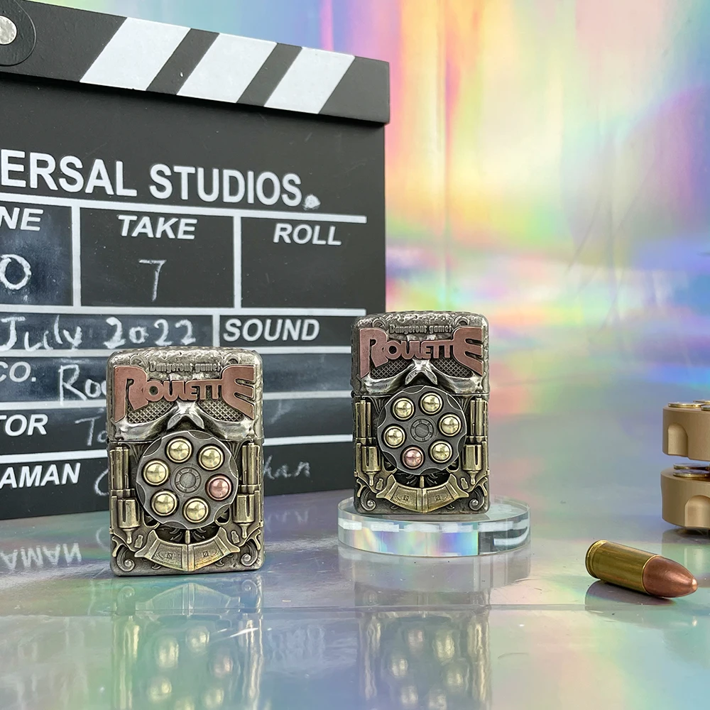 

2022 New True Man Style Game of Russian Roulette Model Gun Heavy Metal Gift Ligther 100% original copper 540 lighter for Zippo