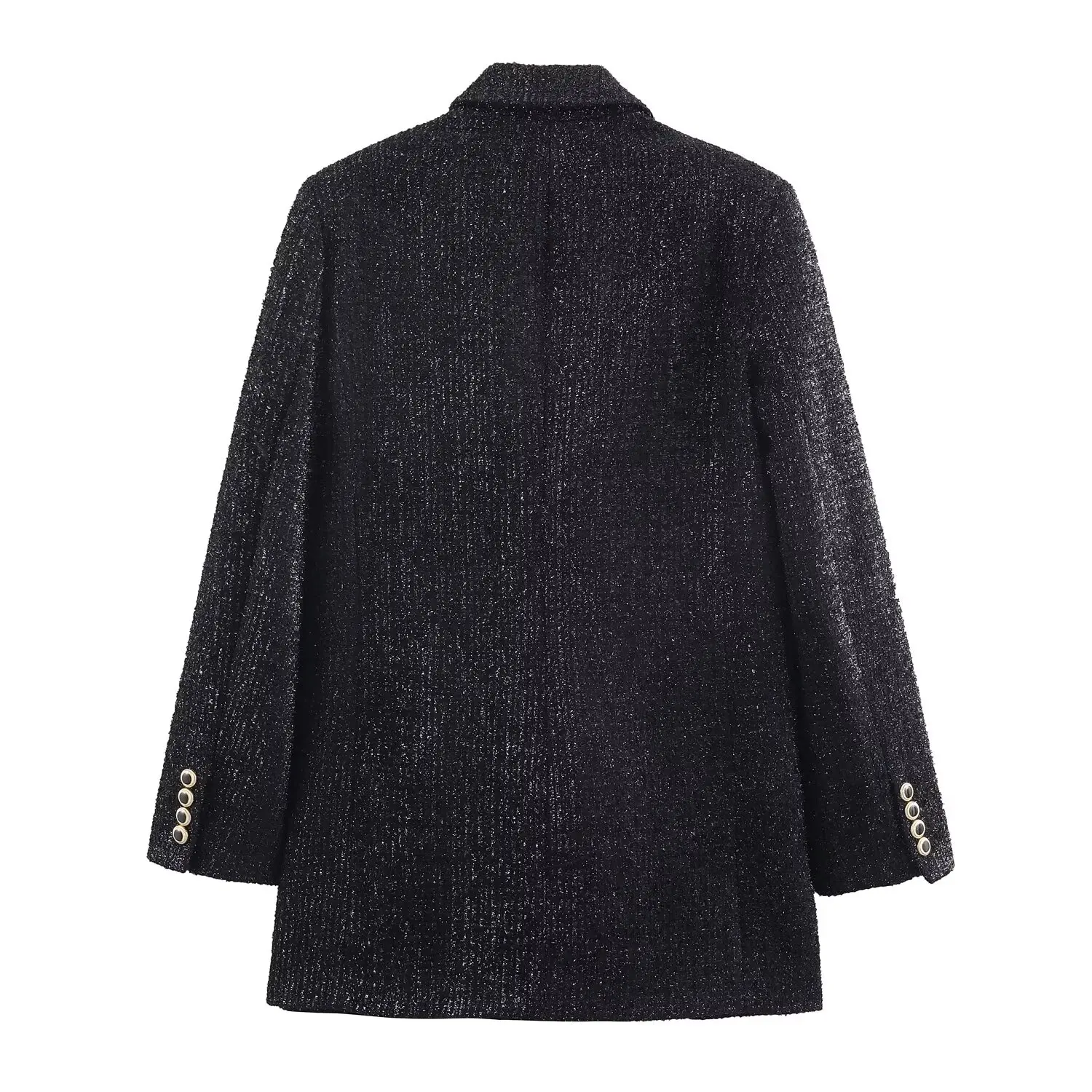 Women's Blazers Coat Spring Autumn Female Long-Sleeve Blazers With Metallic Thread Lady Double-Breasted Elegant Casual Ol Jacket