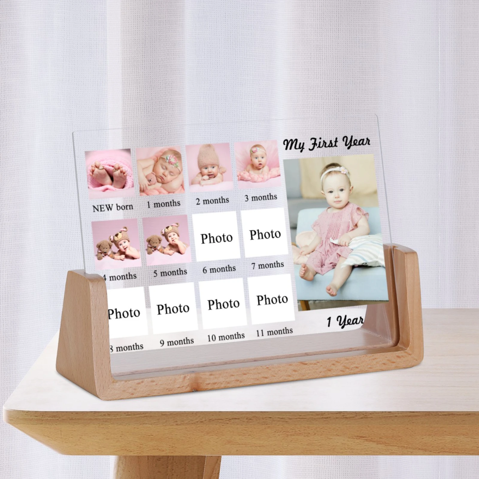 

12-Month Newborn Growth Record Picture Frame Baby Milestone Photo Frame for Your Little One's 1st Birthday Christmas Gift Idea