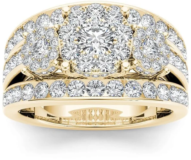 Mifeiya Luxury Wedding Engagement Lover's Ring Set Bling Iced Out Geometric AAA Cubic Zircon Crystal Ring for Couple Women Men CY609XS