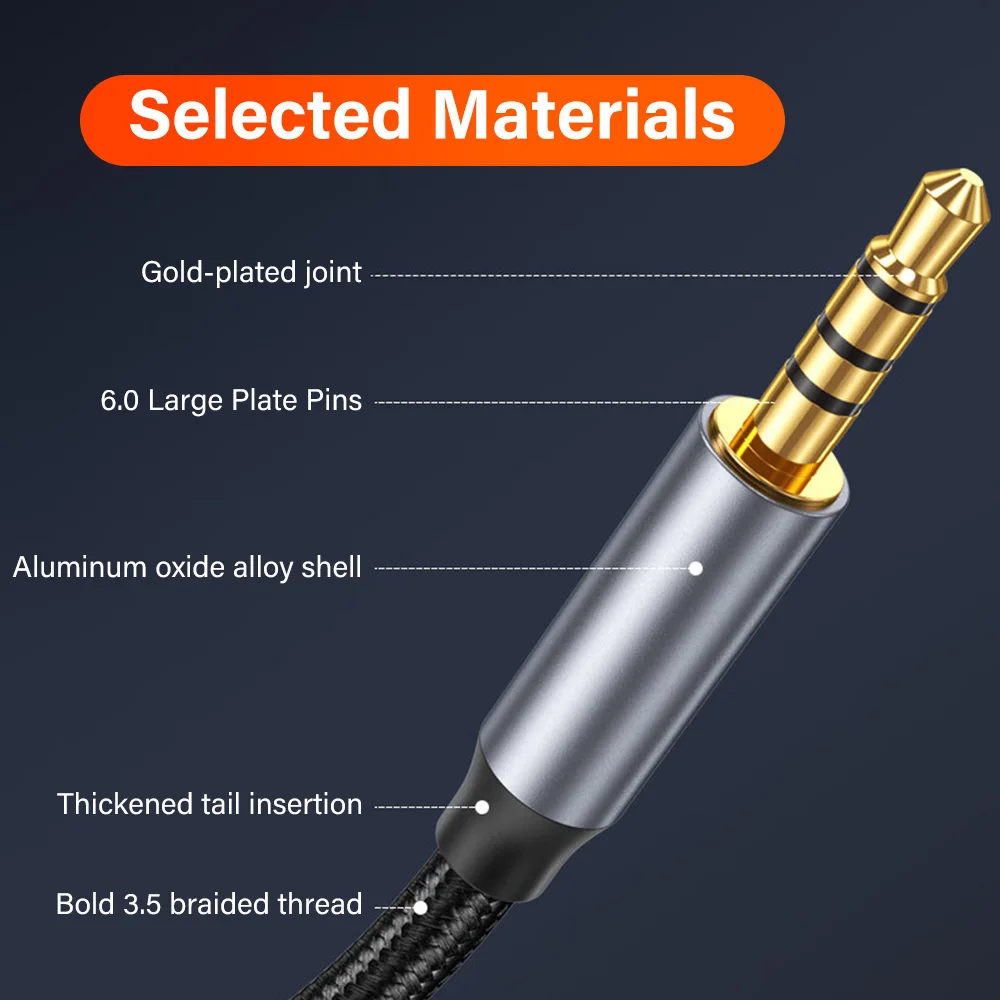 Premium 3.5mm Auxiliary Audio Cable for Headphones and Car Stereo - Available in 1m and 2m Lengths
