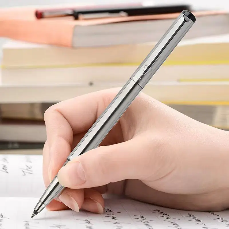 금속 실버 벡터 롤러 볼 펜 0.5mm 펜촉 매트 블랙 펜 비즈니스 선물 쓰기 비즈니스 사무실 서명 볼펜