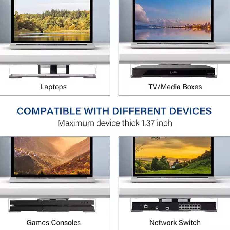 책상 아래 노트북 거치대, 긁힘 방지 실리콘이 있는 노트북 및 키보드용 금속 책상 아래 선반 홀더