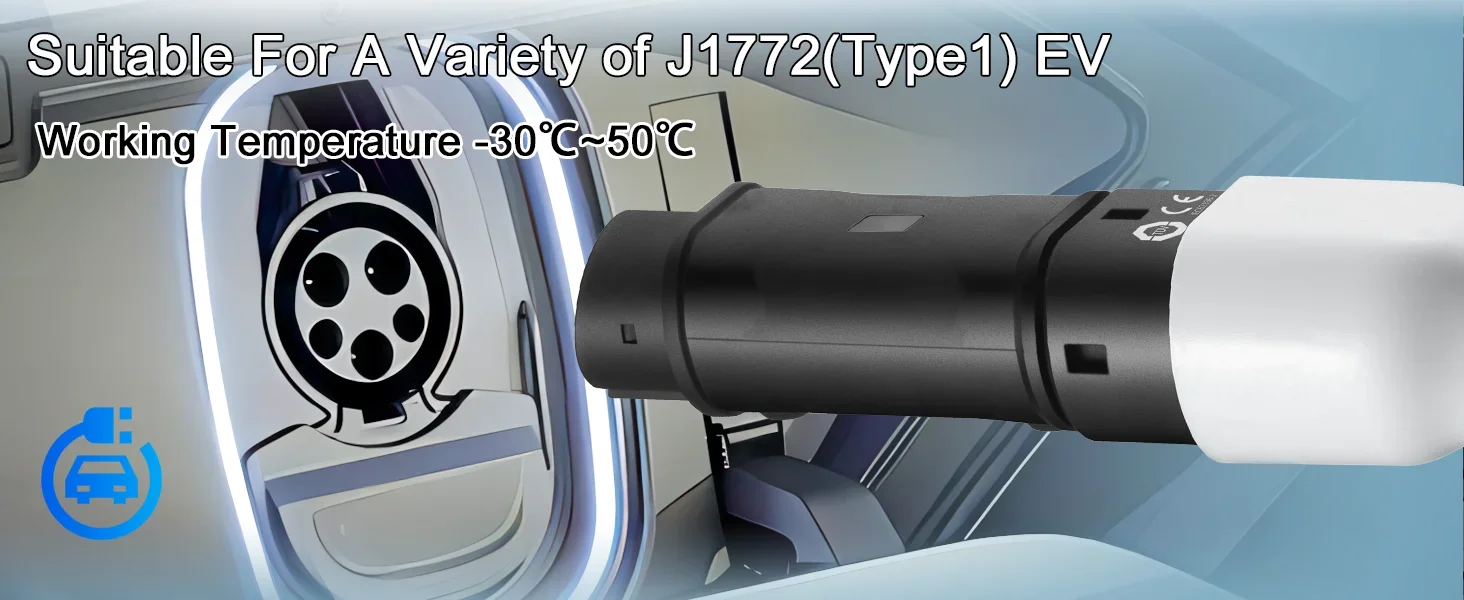 Teschev Typ 2 auf Typ 1 Adapter 32 A einphasig kompatibel mit Typ2-Ladegerät für Elektroautos mit Typ1-Ladebuchse – Detail 3