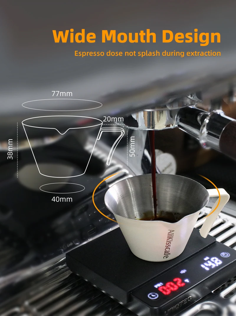 Kaffee Messbecher Edelstahl Espresso Extraktion becher mit Waage Milch krug Krug Home Küche Barista Zubehör Werkzeuge – Detail 4