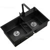 Thickened Kitchen Accessories Nano Handmade Kitchen Sinks Stainless Steel Black Double-slot Home Washbasin With N 5