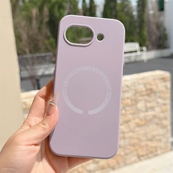 Magsafe - Compatible Magnetic Wireless Charging Liquid Silicone Matte Case - Google Pixel 5a 5G (Purple)