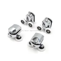 23 มม./25 มม./27 มม.ลูกกลิ้งประตูสังกะสีอัลลอยด์คู่ล้อเลื่อนประตูห้องอาบน้ําลูกกลิ้งแบริ่งล้อนักวิ่งเปลี่ยน 4