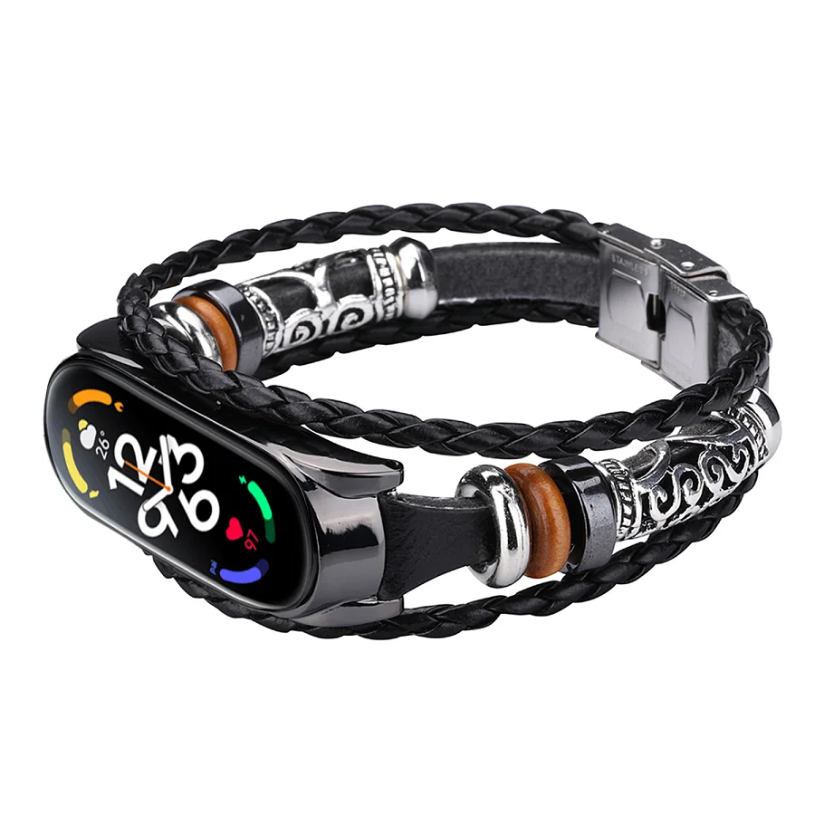RetroDIYWristStrapForXiaomiMiBand765LeatherWristband