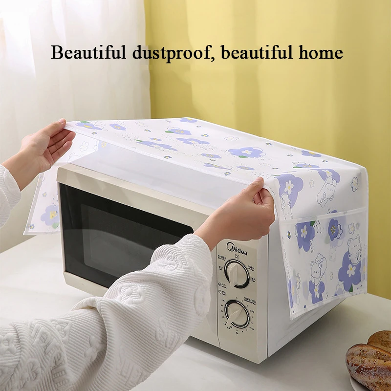 Microwave Dust Cover Waterproof Grease Proofing Oven Storage Bag Double Pockets Kitchen Accessories