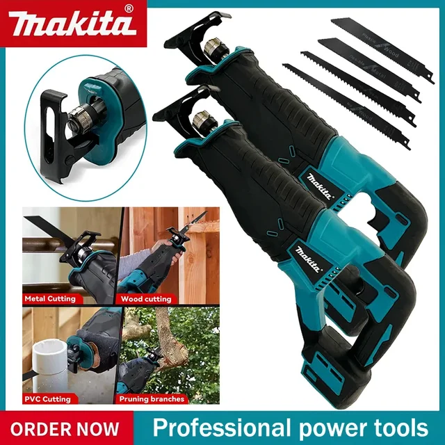 Makita scie alternative sans brosse scie alternative outils électriques portables sans fil avec 4 pièces lames de scie pour batterie 20V 18V 1