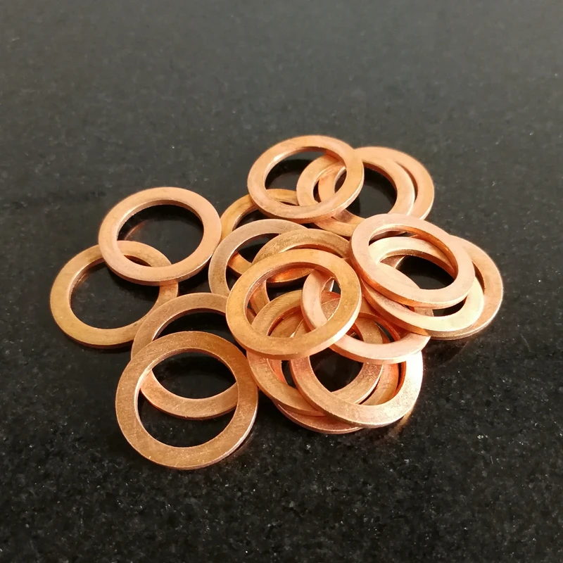 Inner Dia.11-61mm Solid Copper Flat Washers Gasket Metal Sealing Ring Pads Shim 