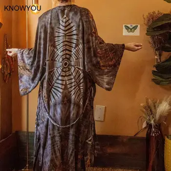2025 New New Kimono Africa Print Kaftans Dress Cover-Ups Pregnant Woman Cardigan Robe Sexy Holiday Beach Outfits Women Swimwear 1