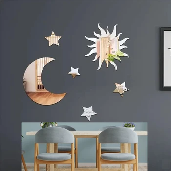 Star & Moon Mirror Wall Sticker Set (6pcs) 1