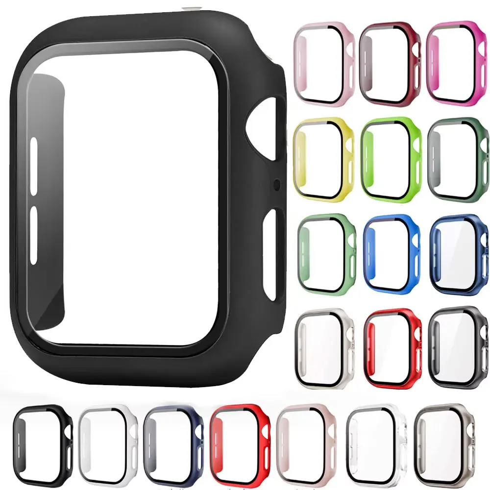 Tempered Glass Screen Protector Case Cover For Apple Watch Series 9 Ultra 8 7 6 5 4 3 2 1 SE 49MM 45MM 41MM 40MM 44MM 42MM 49MM