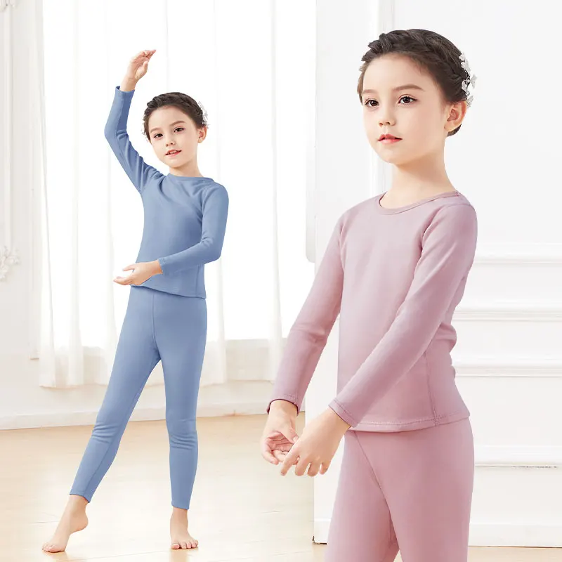 Tracksuit Girls High Technology Thermal Underwear Sets Plus Velvet Thicken Warm Self-heating Undewear Tracksuit Sets thermal underwear set