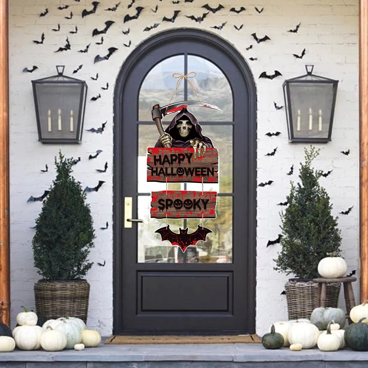 Halloween Decorations Halloween Pumpkin Skeleton Bat Door Hanging Pendant Home Horror Pendant Party Decor Supplies