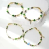 Lii Ji Natural Hetian Jade Green Jade Citrine Tiger's Eye 4mm/6mm American 14K Gold Filled Charms Handmade Bracelet