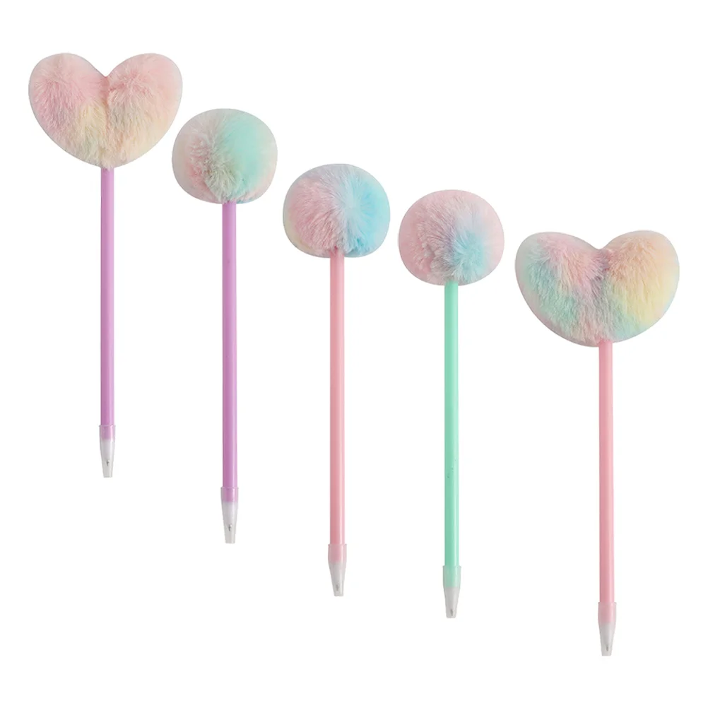 

5 Pcs Hair Ball Accounting Pen Fountain Elegant Style Pens Gift Ballpoint Child