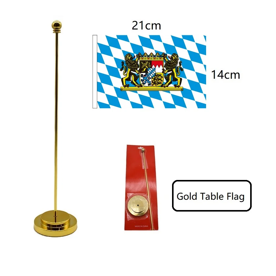 90 x 150 cm großes Bayern-Flaggenbanner, 14 x 21 cm große Bayern-Handflagge/Tischflagge für den Schreibtisch, als Heimdekoration – Detail 7