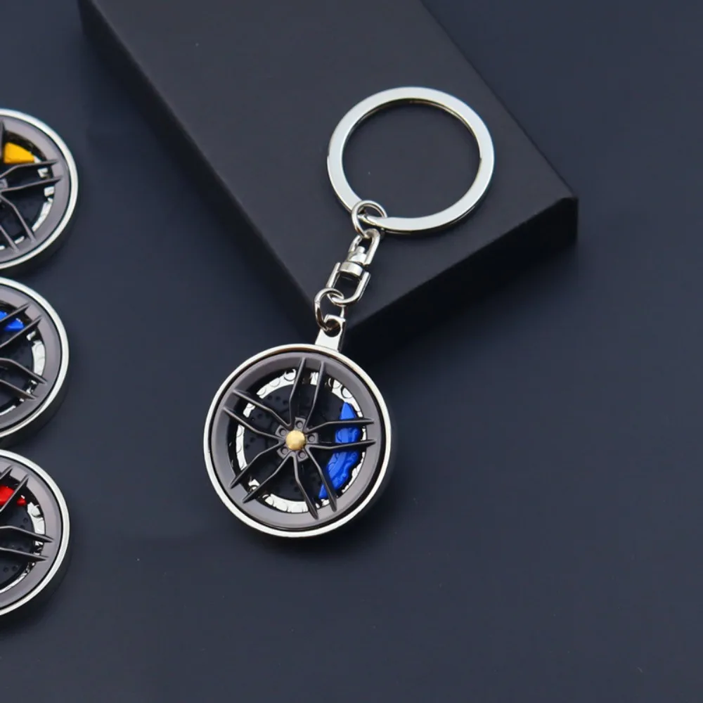 Rotatable Wheel Hub Key Chain 3D Zinc Alloy Wheel Hub&Brake Keychain ...