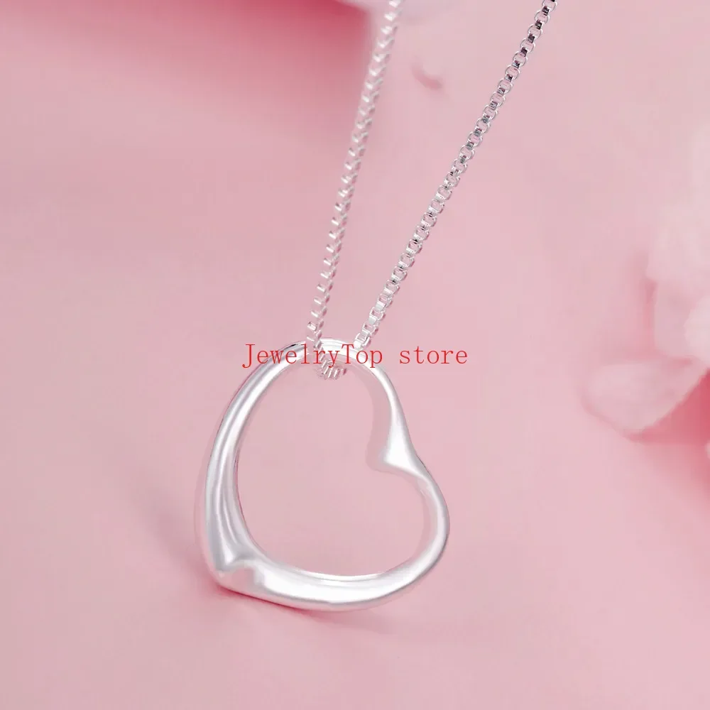 Silver jewelry set 925 Sterling silver heart bracelets necklaces for women