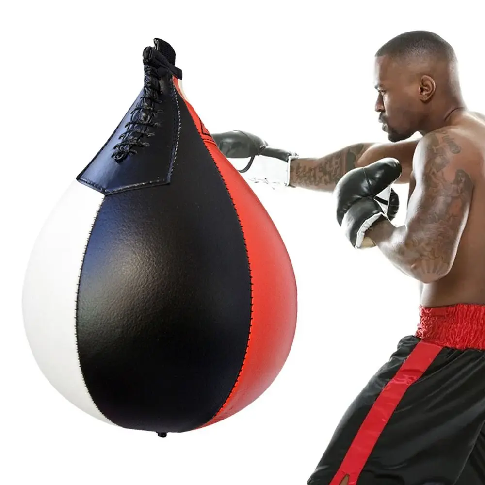 Leather Boxing Speed Bag Durable Muay Thai Heavy Duty Speed Reflex Bag Boxing MMA Fitness Fighting Hanging Punching Ball boxing speed ball