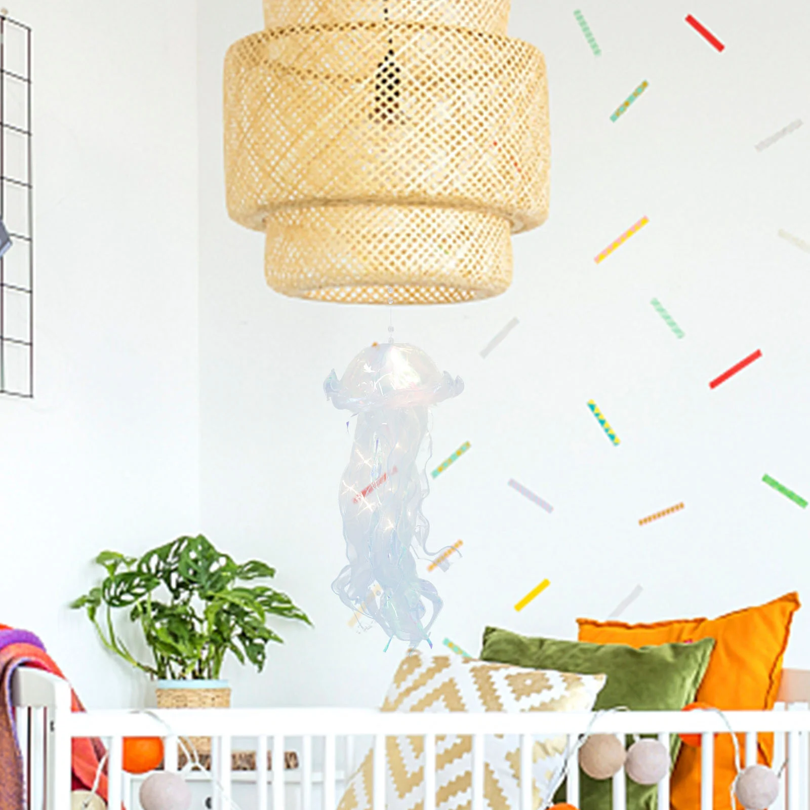 

Jellyfish Light Night Lamp Lantern Hanging Nautical Decor Decorations Ocean Girls Room Lighting Style Up Aquarium Ornament