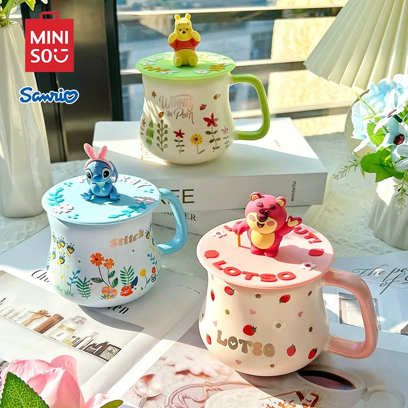 

MINISO Disney 400 мл лотсо чашки для завтрака утолщенная 3D мультяшная кофейная чашка соевое молоко чашка высокая емкость Винни Пух Милая кружка