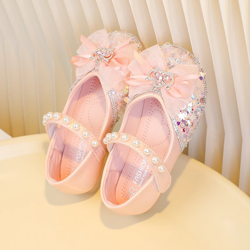 Girls Leather Princess Party Shoes with Soft Bottom