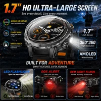Montre connectée militaire TANK, batterie de 1400mAh, étanche 10ATM, robuste, alerte SOS, moniteur de fréquence cardiaque, bracelet intelligent pour l'extérieur 2