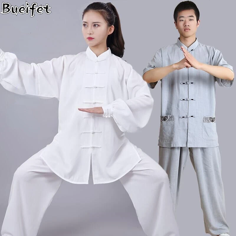 Tai Chi Uniforms Linen Tang Suit Traditional Clothing Kung Fu Wushu Morning Exercise Costumes Martial Arts Wingchun Taichi Suit