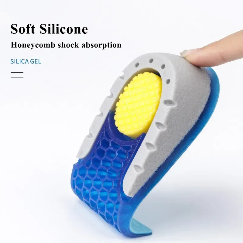 Heightening Half Pad Invisible Honeycomb Elastic Shoe Insoles Silicone Gel for Men Women Soft Comfort Inner Growing