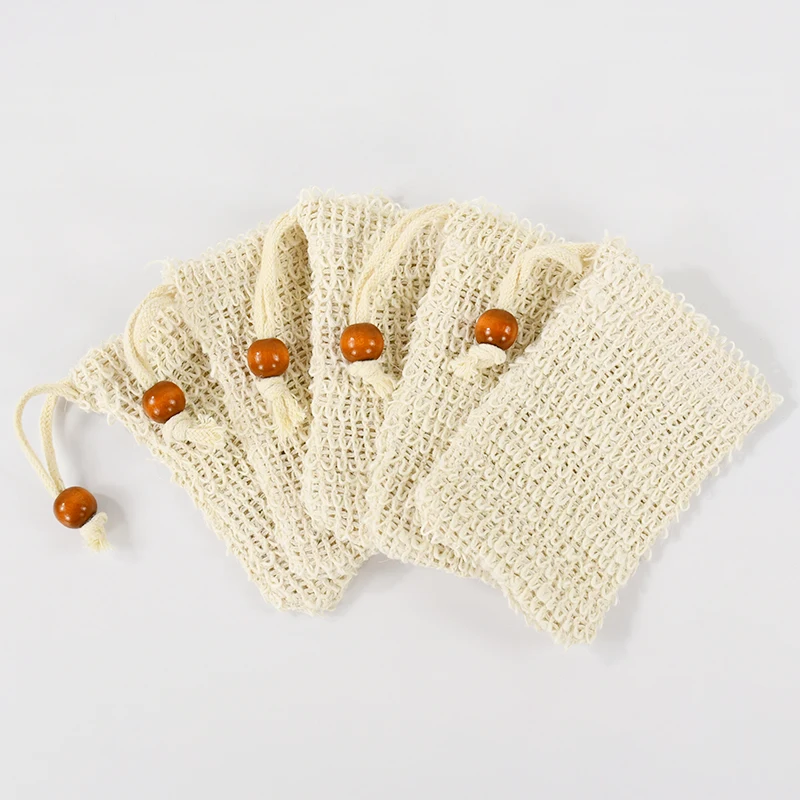 5/10pcs Natural Sisal Soap Bags Shower Bath Exfoliating Soap Saver Pouch Holder for Bath & Shower Use Soap Packaging Mesh Bags