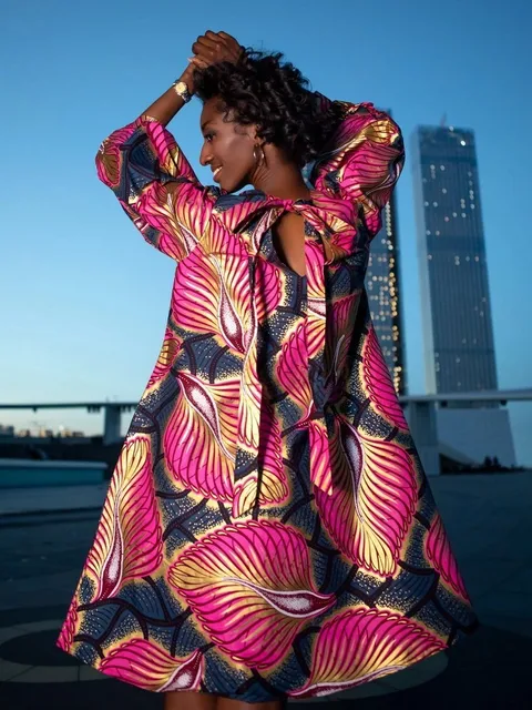 Chiamaka Bob Sleeve Ankara Dress