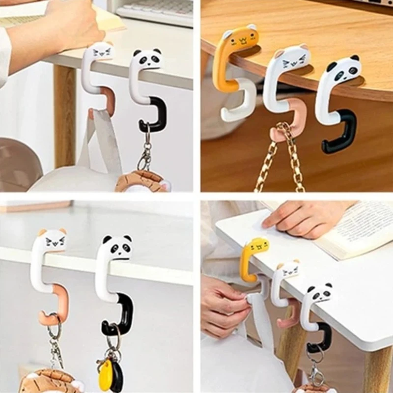 Cute Portable Bag Hook Animal Plastic Table Hook Purse Handbag Travel Bag Organizer Holder Office Decor Plastic Desk Side Hooks