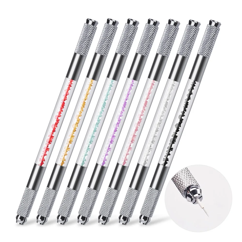 NEWCOME Manual Crystal Acrylic Tattoo Pen Microblading Permanent Makeup Eyebrow Tools Double Usage For Flat or Round Needles 5pcs lot new acrylic tattoo ink cup stand holder permanent makeup microblading pigment tattoo storage caps tattoo tools