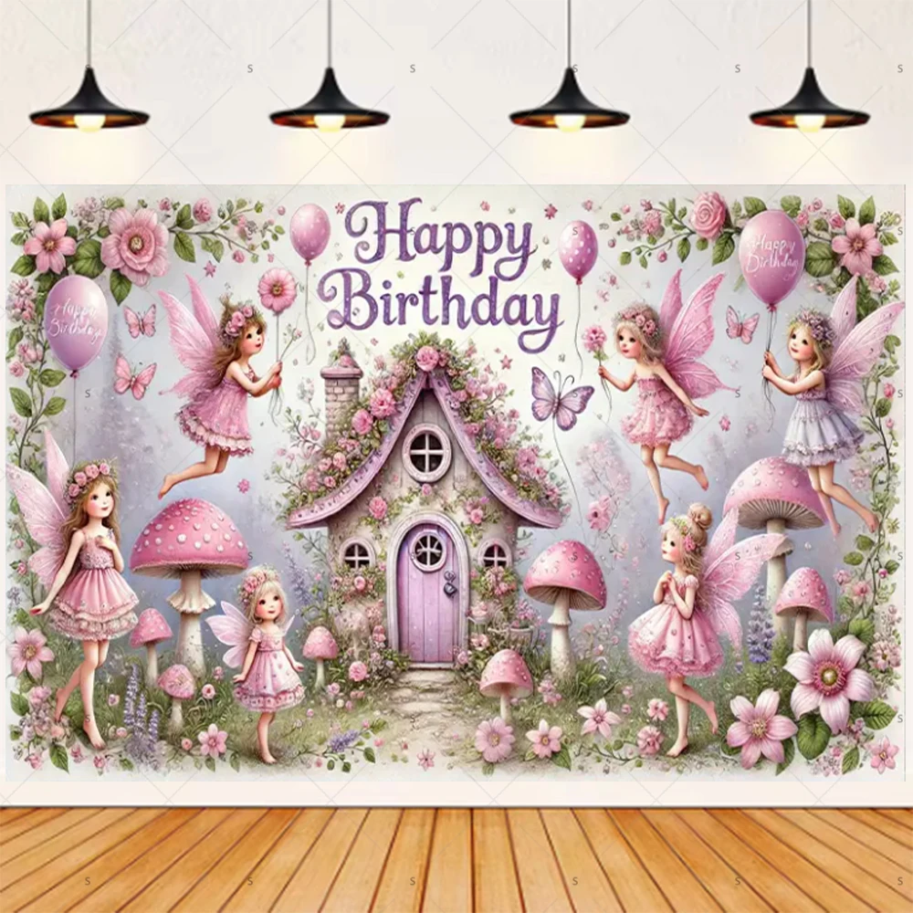 Magische Waldfee, der Hintergrundbanner sammelt, Geburtstagsparty-Dekorationen, Babyparty-Zubehör, Fotografie-Hintergrund, Kindergeschenke – Detail 3