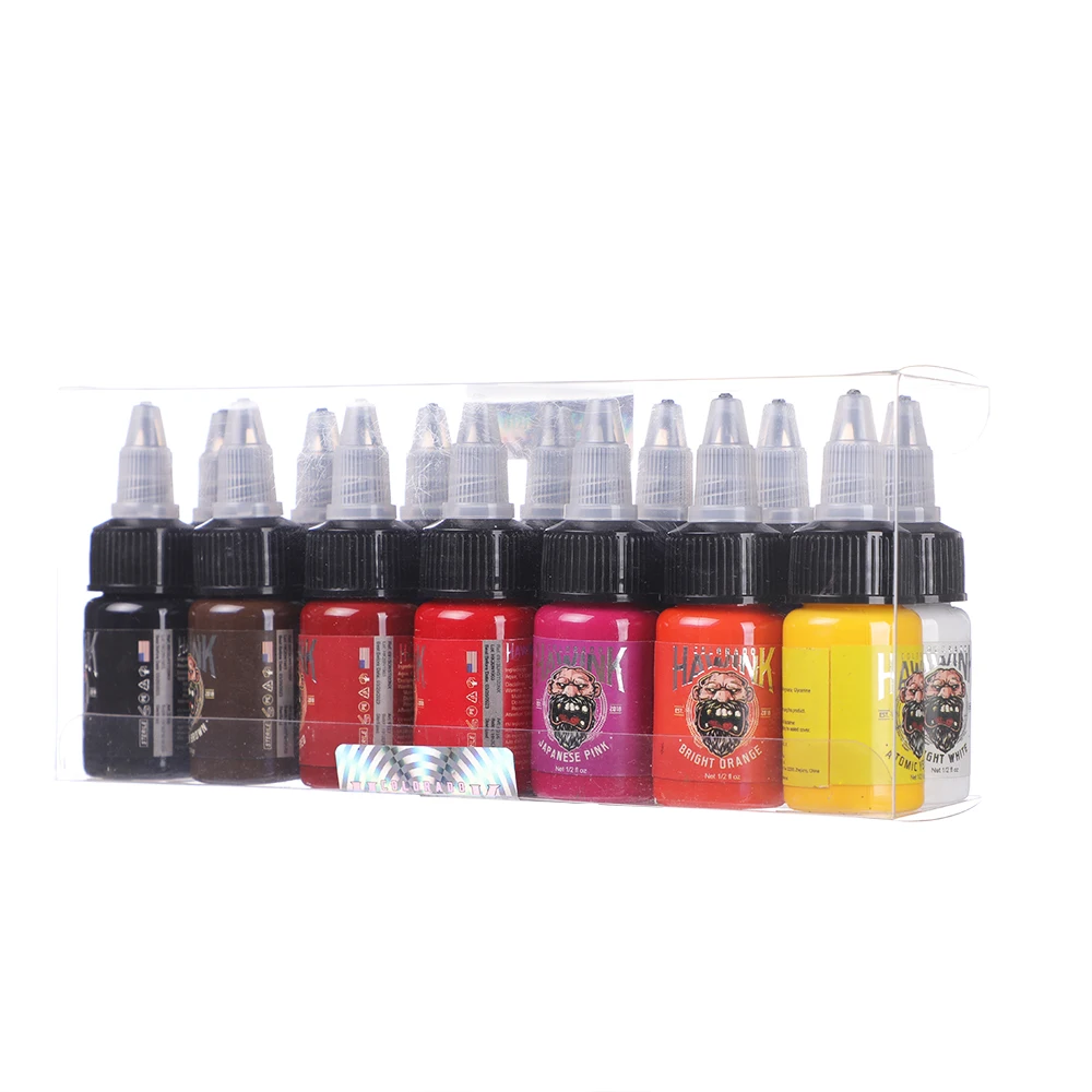 Tattoo Ink Kit 14Colors Tattoo Ink 15ml Professional Pigment Practice Eyebrow Eyeliner Lip Makeup