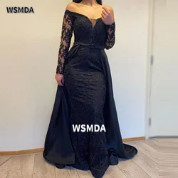 Detachable Train Mother of The Bride Dresses Off-the-Shoulder Backless Formal Evening Gown Vestidos De Cóctel Custom Made