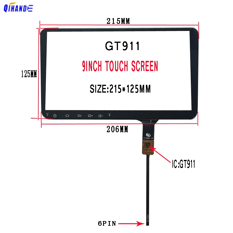 

2.5D 9Inch For Carlaoer F-VW-SKODA 2Din Car Radio GPS Navigation Multimedia Player Capacitive Touch Screen Digitizer Sensor 6PIN