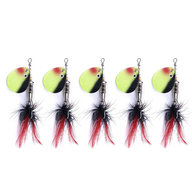 HENGJIA Hot Style 80pcs Fishing Lures Pesca Spinner Tackle Spoon Isca 6.3g  Paillette Metal 6# Treble Feather Hooks