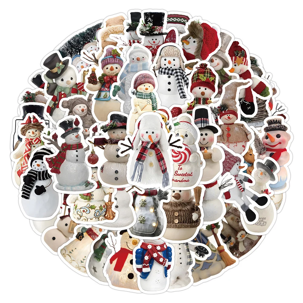 

10/30/50pcs Cute Christmas Snowman Cartoon Stickers Aesthetic Decoration Decals Toys DIY Phone Bike Notebook Car Sticker for Kid