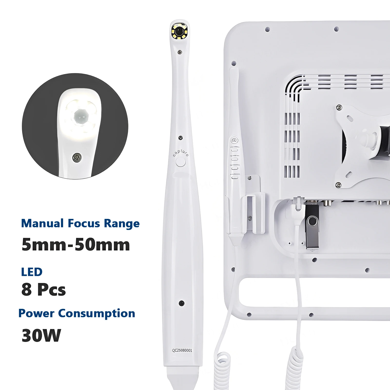 Wireless WiFi HD Dental Intraoral Camera 8 LED Macro Lens + 17 Inch LCD Screen Monitor Chair Side