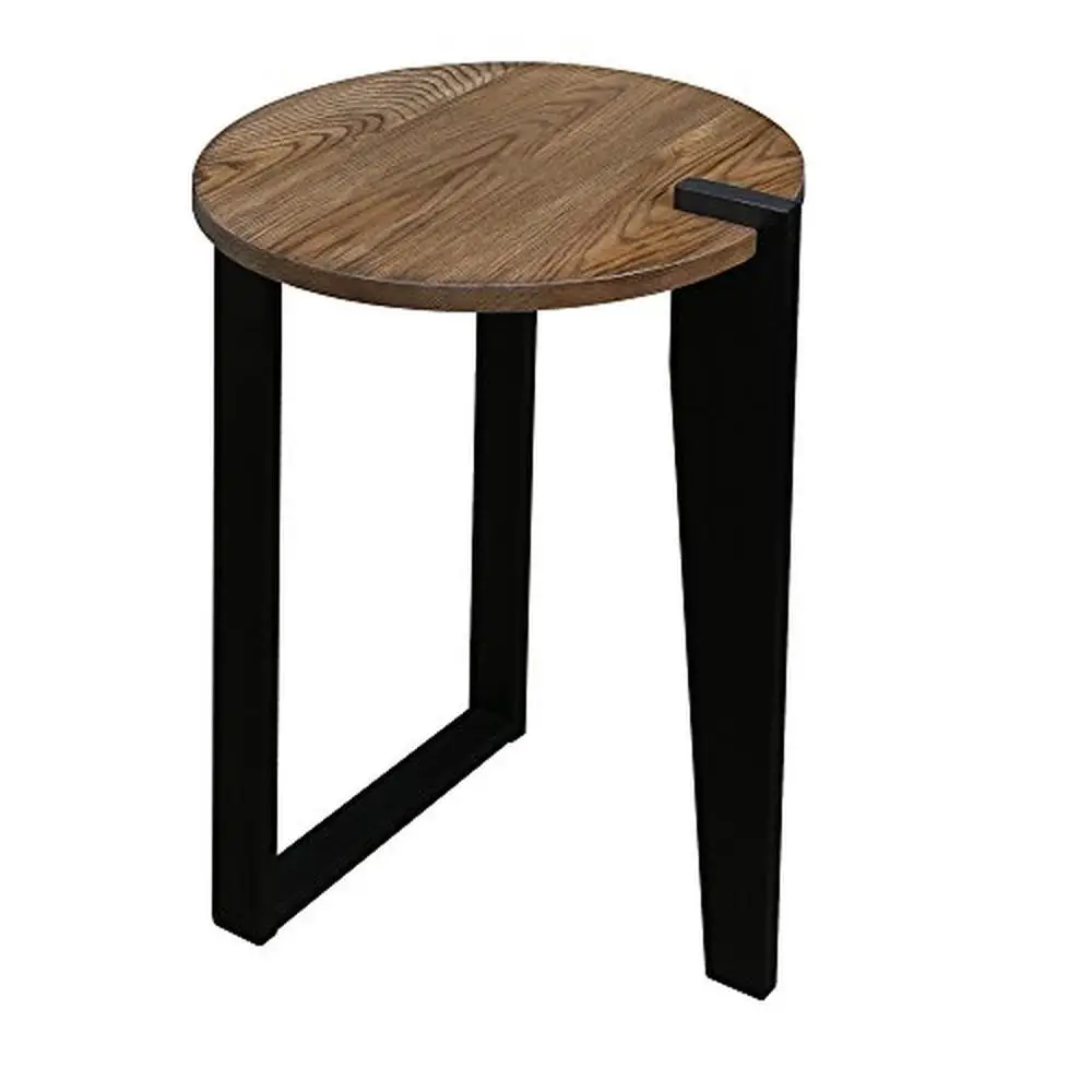 

Contemporary Round Red Oak End Table Forest Gray Top Solid Pine Legs Durable Assembly Included Perfect Apartments Offices Living