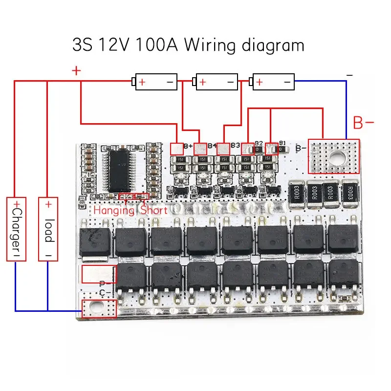 Battery Protection Circuit Board 3s/4s/5s 12v 16.8v 21v 3.7v 100a Li-ion Lmo Ternary Lithium Li-polymer Balance Charging