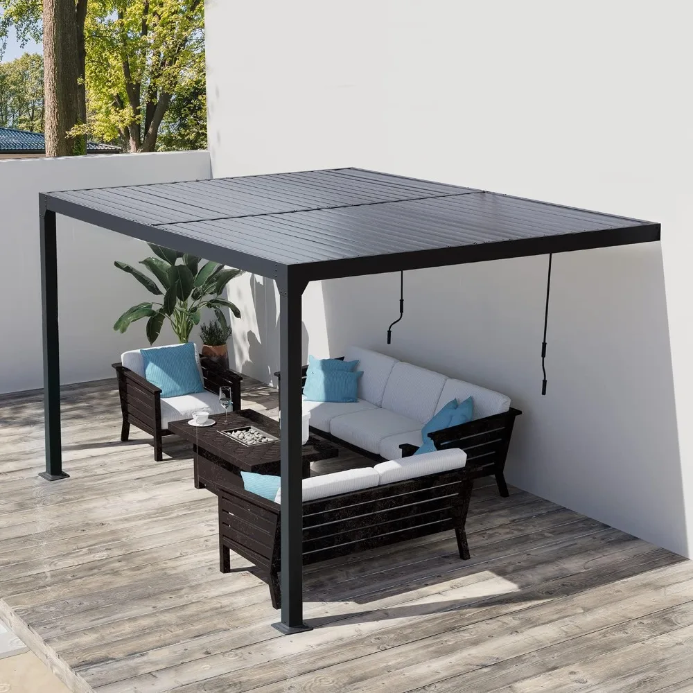 13 x 10 ft Outdoor Gazebo, Shade Sun Shelter with 2 Adjustable Rainproof Panels for Backyard Lawn, Waterproof Gazebo