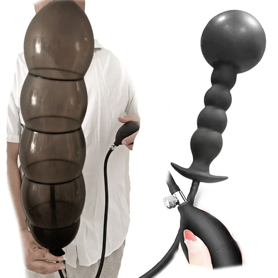 Erweiterungsdurchmesser 14 cm, aufblasbarer Dildo, Analplug mit 5 Perlen, integrierter Silikonsäule, riesiger Buttplug, Arschdilatator, Analsexspielzeug 1